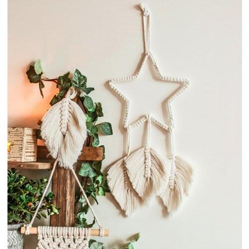 Tapestry Wall Hanging Hand Woven Pentagram Shape Ornaments Crafts Home Living Room Pendant Jewelry Childrens Room Decoration