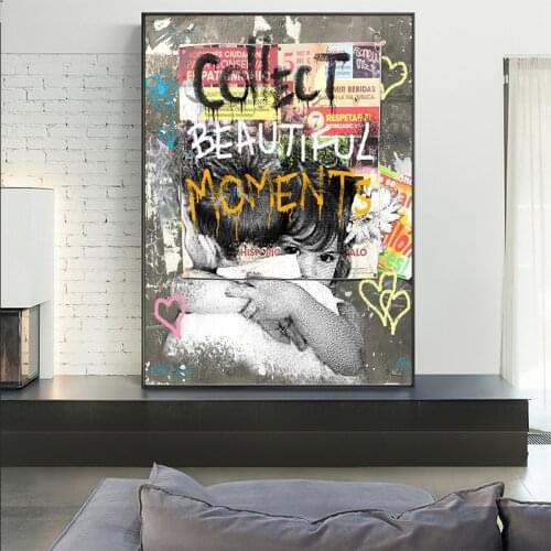 Street Art Canvas Painting “Collect Beautiful Moments” Poster And Prints For Living Room Wall Art Home Decor Canvas Picture