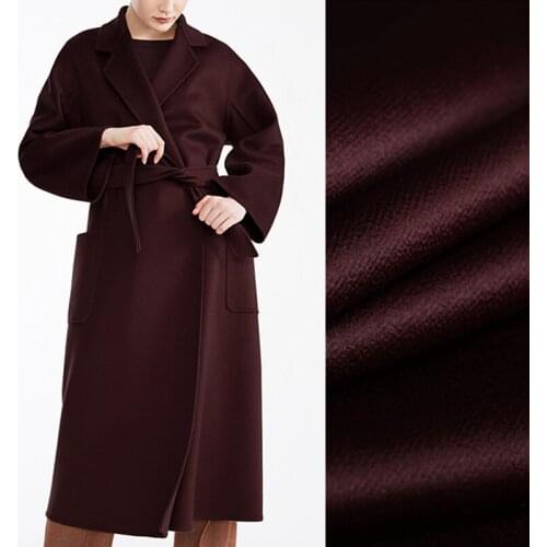 Quality 155CM Wide 750G/M Weight Dark Coffee Color Double-faced Water Wave Cashmere Wool Autumn Winter Overcoat Fabric DE1145