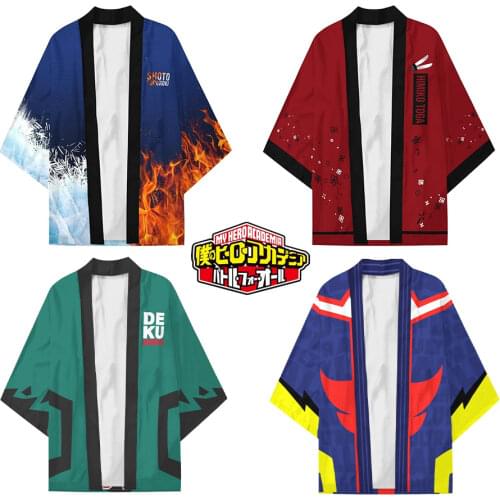 Cosplay Anime My Hero Academia Kimono Haori Coat Midoriya Izuku Bakugou Katsuki Deku Todoroki Shouto Kimono Cloak Top for Adults