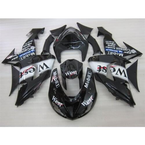 Motorcycle fairing kit for Kawasaki Ninja ZX10R 06 07 west sticker black fairings set ZX10R 2006 2007 KP03
