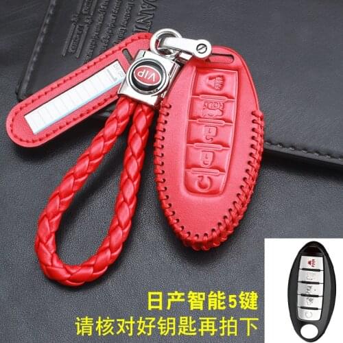 Leather key cover FOR Nissan Patrol y62 2012-2019 Nissan smart 5 key car key case