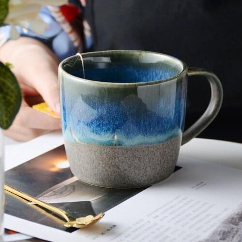 350ml Creative Ceramic Mug Kiln Beach Cup Retro Office Water Cup Drinking Water Cup Milk Coffee Cup Mug