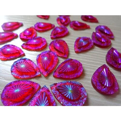 Water drop shape crystals rose red colour13*18mm Sew on Resin Rhinestones Accessories For Hand Sewing Stones 120pcs/lot