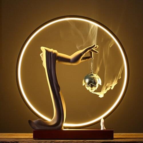 Zq Incense Burner Creative Decoration LED Lamp Ring Simple Modern Living Room and Tea Room Entrance Decoration