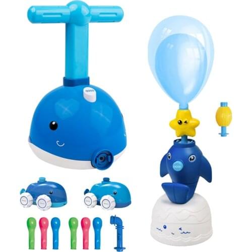 Cartoon Dolphin Power Balloon Launch Tower Toy Puzzle Fun Education Inertia Air Power Balloon Car Toy for Children Gift