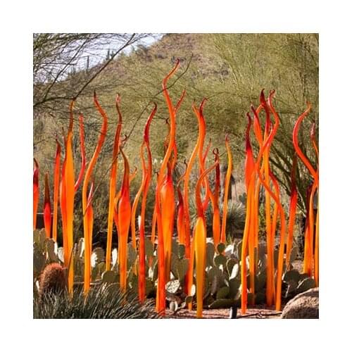 Custom Murano Glass Reeds Hand Blown Glass Spear for Garden Art Decoration Orange Glass Sculpture
