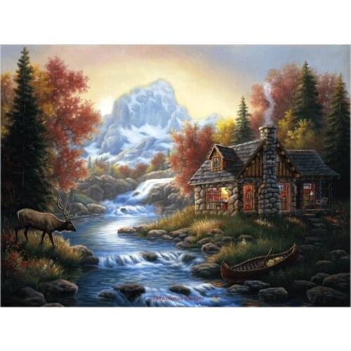 River Run - Counted Cross Stitch Kits - DMC DIY Handmade Needlework for Embroidery 14 ct Cross Stitch Sets