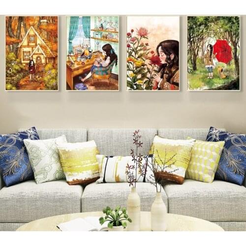 Needlework,DIY 11CT Printed Cartoon Love girl Cross stitch Sets For Full embroidery Cross-Stitch kit home wall decoration