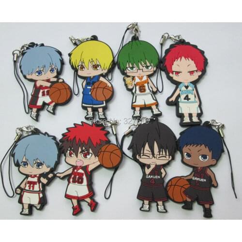 8 pcs/set Genuine Products anime kuroko no basket pvc phone strap pendant toys free shipping