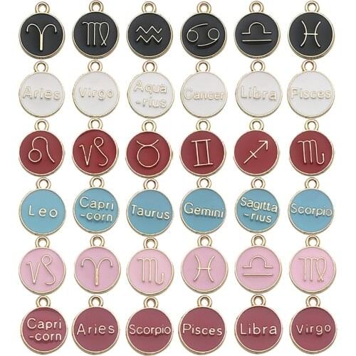 1 Set Constellation Series Charms Pendant For DIY Necklace Bracelet Jewelry Making Colorful Enamel Charms Pendant Set 12mm Dia