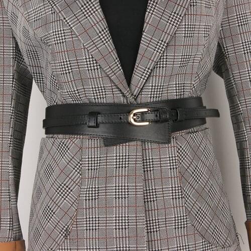 Genuine leather belts for women HOT soft cowhide waistbands for dress new design gold pin buckle wide cummerbunds coat lady girl