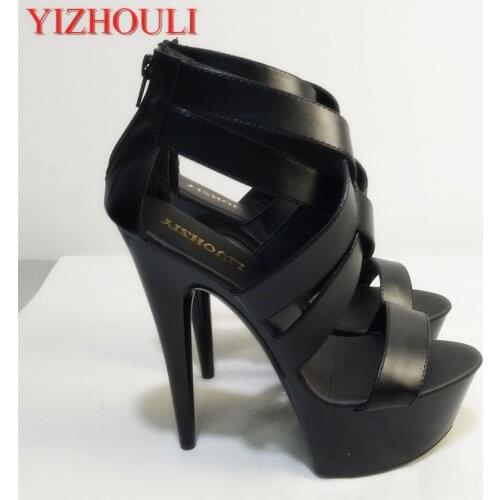 Plus Big Size Cutout Shoes 15cm Ultra High Heels 6 Inch Fashion Sandals Queen Punk Gladiator Sexy Shoe