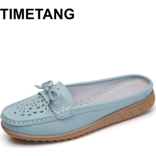 TIMETANG 2018 Women Leisure Concise seasons shoes woman cutouts Butterfly-knot breathable genuine leather womens sandals C191