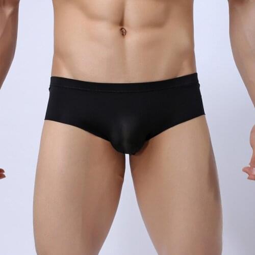 Sexy Gay Underwear Ice Silk Briefs Shorts Man Thin Semi-transparent Panties Man Solid Breathable U Convex Pouch Underpants M-XXL