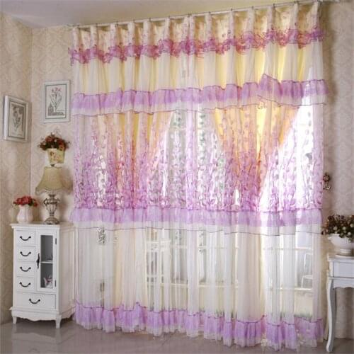 Custom curtains foral Korean yarn lace curtains bedroom living room curtain cloth sheer voile curtain tulles E271