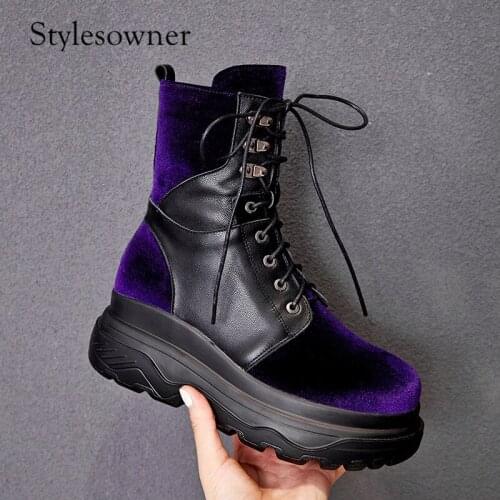 Stylesowner High-end 2018 New Arrival Winter Boots Mixed Colors Platform 5cm Leisure Casual Female Boots Round Toe Flat Boots