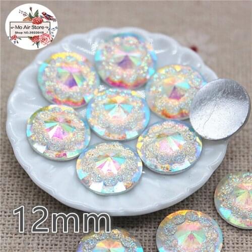 100pcs shiny AB color flower imitation rhinestones Flat back Cabochon Art Supply Decoration Charm Craft DIY 12mm