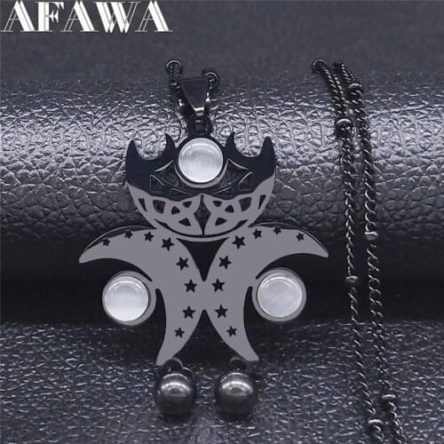 2021 Fashion Moon Stainless Steel Choker Necklace Women Black Color Pendant Necklace Jewelry bijoux acier inoxydable N4232S03