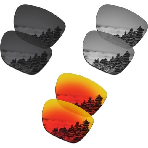 SmartVLT 3 Pairs Polarized Sunglasses Replacement Lenses for Oakley Crossrange XL Black and Silver Titanium and Fire Red