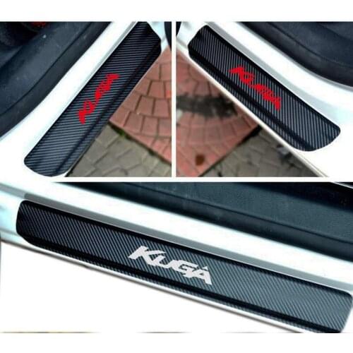 4PCS carbon fiber vinyl sticker Car Door Sill Scuff Plate for FORD KUGA Parts Accessories
