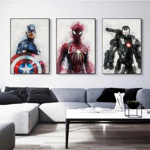Watercolor Cracked Marvel Superhero Avengers Canvas Painting Iron Man Posters and Prints Wall Art Pictures for Living Room Decor