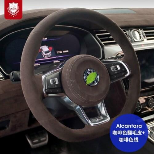 Real Alcantara steering wheel cover for VW Touareg eHybrid Touareg sharan Lavida Bora Jetta suede Grip Cover car accessories