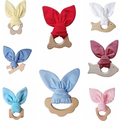 Baby Teether Babys Wooden Teether Baby Products Babies Teething Rings Cartoon Animal Wood Ring Newborn Wood Teething Accessories