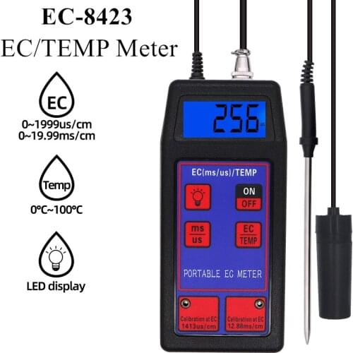 EC-8423 EC/TEMP Meter High quality 2 in 1 EC/Temperature tester Waterproof Water Quality Measurement Tool 40%off