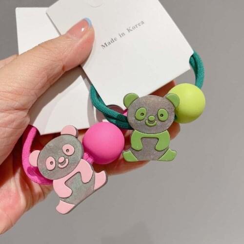 Colorful Cartoon Panda Elastic Hair BandFor Women Hair Accessories For Girls Handmade Hair Tie Head Band Rubber Band