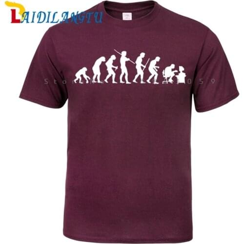 Evolution Of Man To Computer Gamer Geeky Funny Men T-shirt Short sleeve O-Neck Fashion T shirt