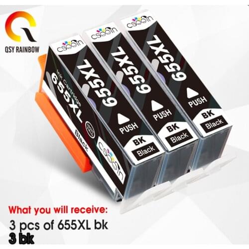 QSYRAINBOW Black ink Cartridge for Compatible HP 655XL Deskjet 4615 3520 3525 4620 4625 5525 6520 6525 e-Al e-All-in-One
