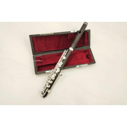 MARGEWATE 100% Ebony Wood PICCOLO C Key Sliver Plated Keys Professional Musical Instrument With Case Free Shipping