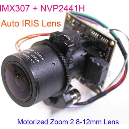 AHD-H 1080P Motorized Zoom 2.8-12mm Lens 1/2.8" STARVIS IMX307 CMOS + NVP2441 CCTV camera module PCB board +OSD cable