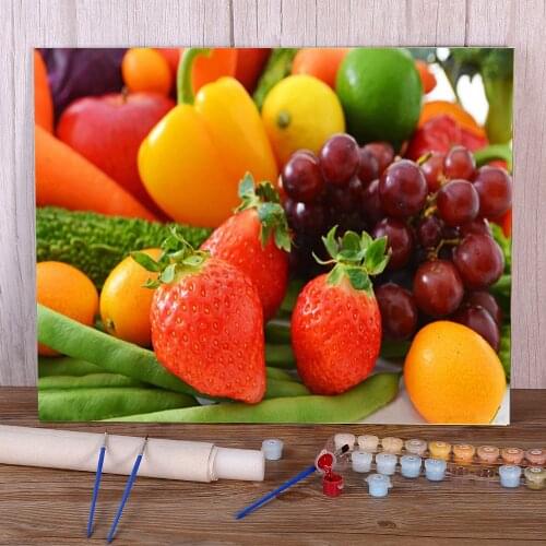 Fruit Coloring By Numbers Painting Complete Kit Oil Paints 50*70 Paiting By Numbers Home Decoration For Kids Wholesale