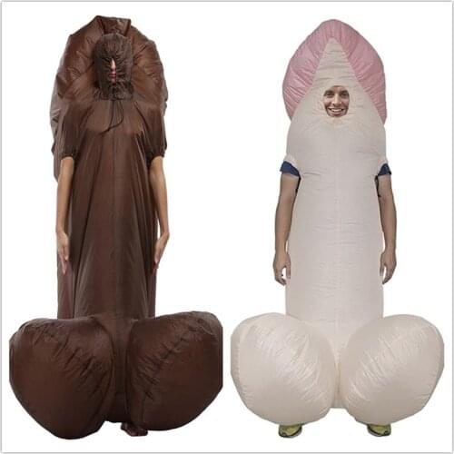 Fast Shipping Adult inflatable Costume Penis Inflatable Suit Jumpsuit Fancy Dress Party Dress Gift