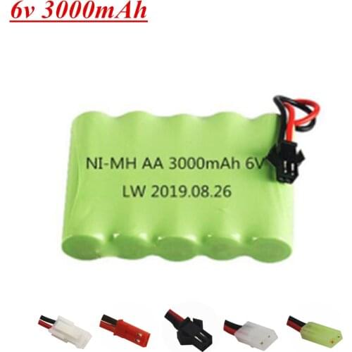 6V 3000mah NI-MH Battery for RC electric toys car truck boat Spare Parts AA 6v Rechargeable Battery SM/JST/TAMIYA/EL-2P PLUG
