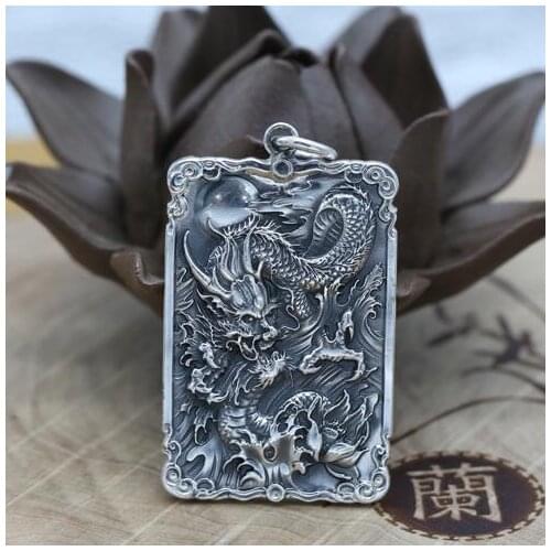 NEW! 100% 990 Silver Dragon Pendant Vintage 990 Silver Power Dragon Pendant Cross Jewelry Necklace Pendant