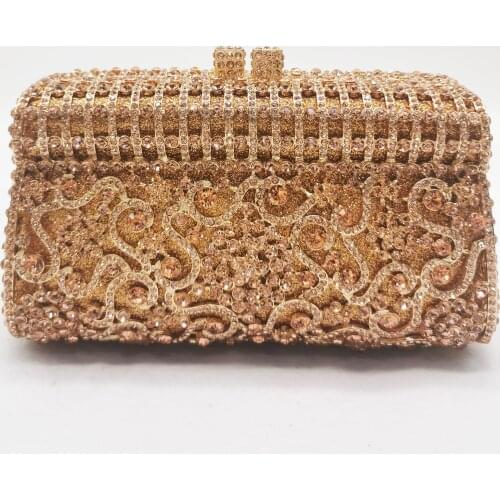 New Arrival AB Silver/Gold/Champagne Crystal Women Clutch Purse Luxury Design Ladies Evening Clutches Handbags Party Dust Bag