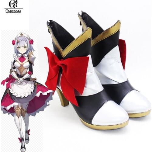 ROLECOS Game Genshin Impact Noelle Cosplay Shoes Noelle High Heels Shoes For Women Cosplay Halloween Shoes