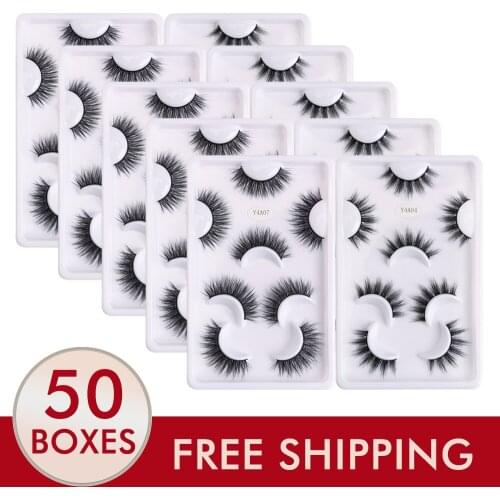 Wholesale 5/10/20/30 Boxes 3D Mink Lashes Full Strip Lashes 4 Pairs Soft Natural False Eyelashes Extension Makeup Eyelashes