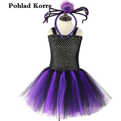 Purple Red Spider Headband Baby Girls Tutu Dress Kids Girls Halloween Costume Cosplay Birthday Party Dresses Girls Clothes XX