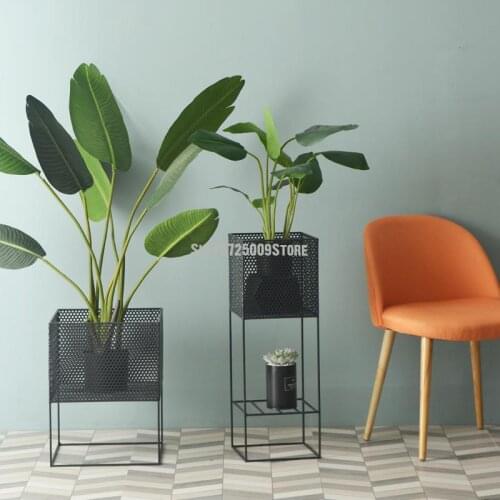 Wrought iron flower stand floor type flower pots flower shelf living room indoor plants simple ornaments jewelry ins