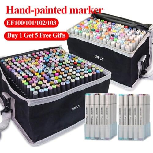 Finecolor Alcohol Oily Hand-painted Marker Full Set 7mm Oblique Head/Soft Head Custom Storage Bag School Supplies Stationery