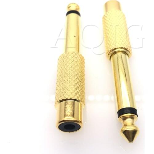 Gold Plated 6.35mm 1/4" Male Mono Plug to RCA Female 6.5mm Jack Audio Stereo Adapter Connector Plug Converter Sound Mixer