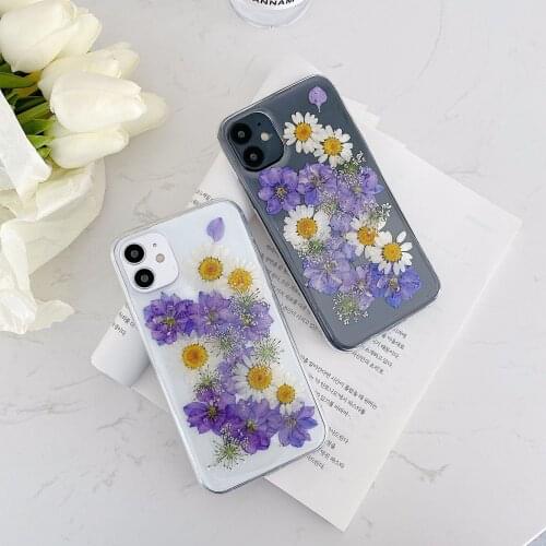 Clear Phone Case For iPhone X Real Dried Flower Cases Lovley Floral Back Cover For iPhone 8 6S 6 7 Plus XR XS 11 12 pro MAX