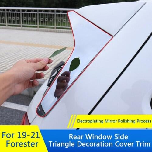 QHCP Rear Window Cover Side Triangle Trim Spoiler Windshield Windscreen Triangle Strip Sticker ABS 2Pcs For Subaru Forester 2019