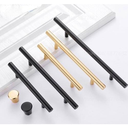 Black Golden Cupboard Handle Brushed Stainless Steel Kitchen Cabinet Door Knob Furniture Drawer Pull Hardware Furniture Handles
