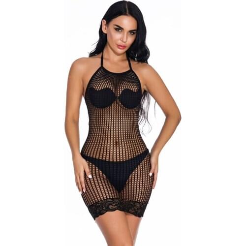 Sexy Erotic Women Hot Sex Lingerie Hollow Teddy Latex Catsuit Babydoll Costumes Lady Black Dress Nightwear