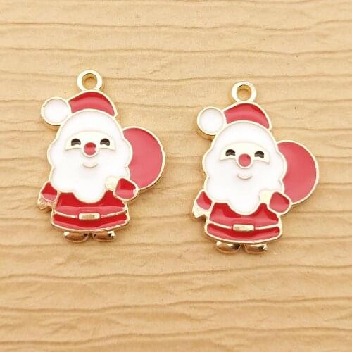10pcs christmas father and snowman charm enamel charm for jewelry making earring pendant necklace & bracelet charm